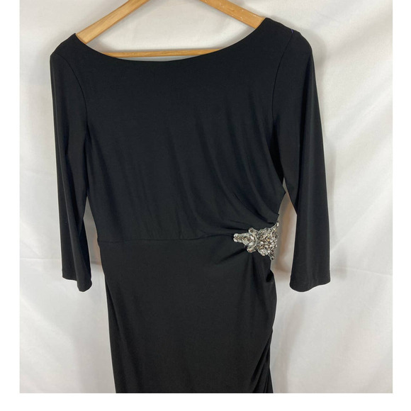 Eliza J Gathered Side Embellished Black Maxi Dress size 8 - Picture 2 of 5
